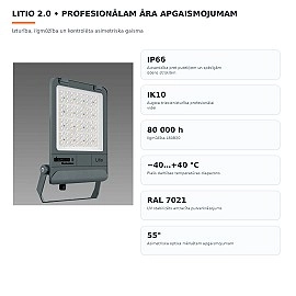 LITIO 2.0 Medium asimetrisks LED prožektors 100–150W 4000K IP66 (Disano 412020-00)
