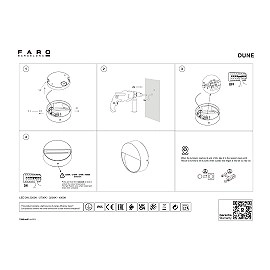 DUNE R āra LED sienas lampa 3 W 4CCT IP65 matēti balta (FARO)