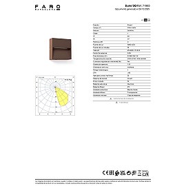 DUNE SQ āra LED sienas lampa 3 W 4CCT IP65 rūsas brūna (FARO)
