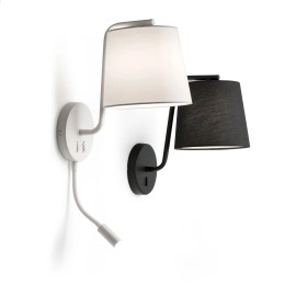 Sienas lampa BERNI, 1 x E27 max. 20W, IP20, melna/balta/matēta niķeļa - FARO - 2932x