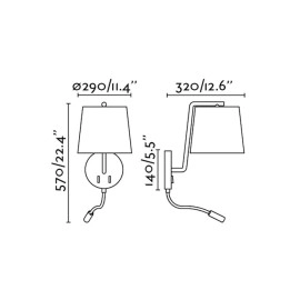 Sienas lampa ar lasīšanas lampiņu BERNI, 1 x E27 max. 20W + 3W LED, melna/balta/matēta niķeļa - FARO - 293xx