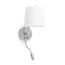 Sienas lampa ar lasīšanas lampiņu BERNI, 1 x E27 max. 20W + 3W LED, melna/balta/matēta niķeļa - FARO - 293xx