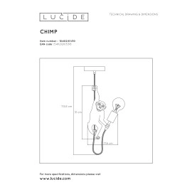 Griestu lampa "EXTRAVAGANZA CHIMP", 1x E27 max. 60W, melna zelta - metāls, sintētisks materiāls - LUCIDE - 10402-01-30