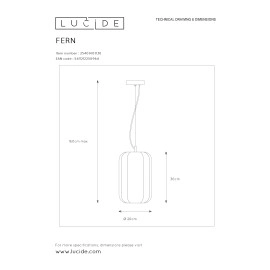Griestu lampa "FERN", 1x E27 max. 60W, melna- stikls - metāls - LUCIDE - 25409/01/30