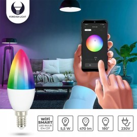 Forever Light SMART LED spuldze E14 C37, 5.5W, RGB+CCT, Tuya, 470lm
