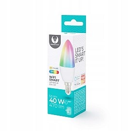 SMART LED spuldze E14 C37 5,5W 470lm RGB+CCT Tuya (Forever Light)