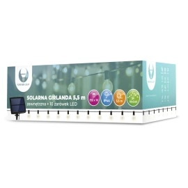 5.5m solārā gaismu virtene + 10gab. E12 0.6W LED spuldzes + saules panelis IP44