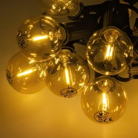 Saules LED gaismu virtene SUNARI FLS-125 5,5 m 10xG40 E12 IP44 zelta tonī (Forever Light)