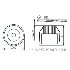 Iebūvējams gaismeklis "HAXA-DSO", 1W PowerLED modulis, alumīnijs