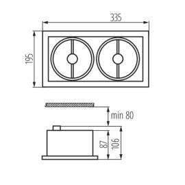 Iebūvējams gaismeklis MATEO AR111/G53 2 x max. 50W, alu