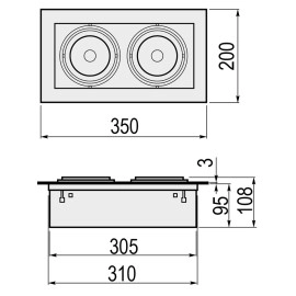 Iebūvējams gaismeklis MATEO AR111/G53 2 x max. 50W, alu