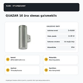 QUAZAR 10 āra sienas gaismeklis uz augšu/leju 2×GU10, tērauda/hroma, IP44 (KOBI)