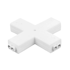 LED sloksnes - lentes savienotājs 10mm sloksnēm, krustveida, ar 2x pin kontaktiem - 5050SMD LED sloksnes - lentes savienotājs 10mm sloksnēm, krustveida, ar 2x pin kontaktiem - 5050SMD