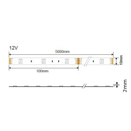 RGB LED sloksne 5050, 12V, 14.4W/m, IP20, bez mitruma aizsardzības
