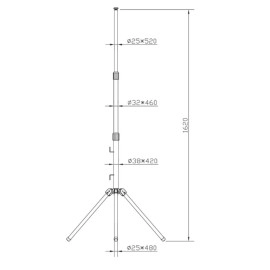 LED Prožektoru statīvs uz pagarināma/teleskopiska kāta - 1620mm