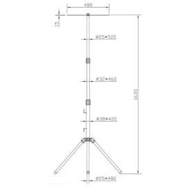 LED Prožektoru statīvs uz pagarināma/teleskopiska kāta - 1635mm