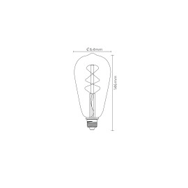 4W, E27, LED Filament āra spuldze "AMBER", ar integrētu krēslas slēdzi, 230LM, 2200K, Lucide, 49034-04-62