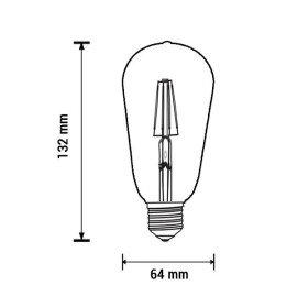 4W Retro Vintage ST64 E27 Optonica Filament LED spuldze, 400Lm, 300°, 2700K - SP1870