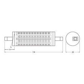 R7S LED spuldze 2452lm 118.0mm 19W 2700K Osram