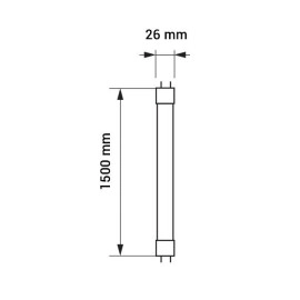 150cm, 16W, nano-plastic T8 LED spuldze, 2560Lm, 4100K, G13