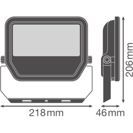50W LEDVANCE LED prožektors, 3000K, IP65, melns - 4058075421226