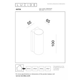 AKRA āra sienas lampa 1 × 6 W Integrated LED 2700K balta (Lucide)