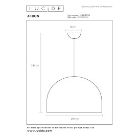 AKRON piekaramā lampa Ø50 cm Premium E27 matēta zelta / misiņa (Lucide)