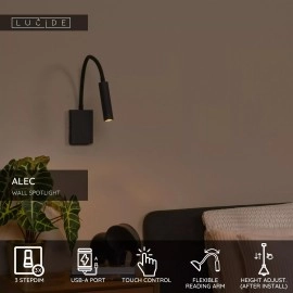 ALEC sienas prožektors 1 x 3 W G9 melns (Lucide)