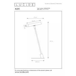 ALEC galda lampa 1 x 3 W G9 melna (Lucide)