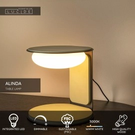 ALINDA galda lampa Ø 20 cm LED 9W 3000K, zaļa (Lucide)