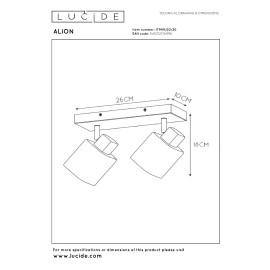 ALION griestu prožektors 2xE14 25W melna (Lucide)
