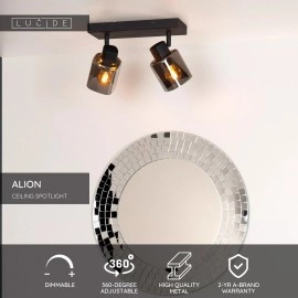 ALION griestu prožektors 2xE14 25W melna (Lucide)