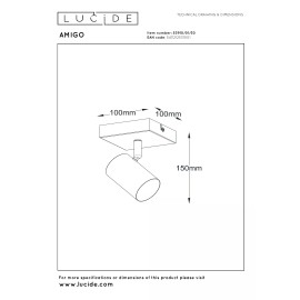 AMIGO griestu prožektors 1xGU10 melns (Lucide)