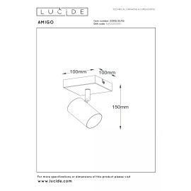 AMIGO griestu prožektors 1xGU10 melns (Lucide)