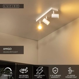 AMIGO griestu prožektors 3xGU10 balts (Lucide)