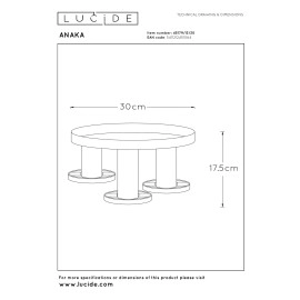 ANAKA griestu plafons Ø30 cm 3xE27 melns (Lucide)