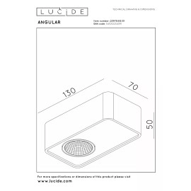 ANGULAR griestu prožektors LED 6W 2700K balts (Lucide)