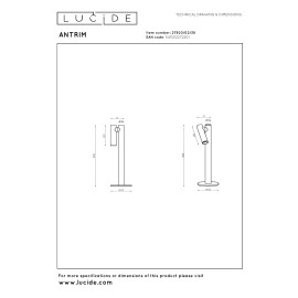 ANTRIM uzlādējama galda lampa LED 1x2,2 W 2700 K melna (Lucide)