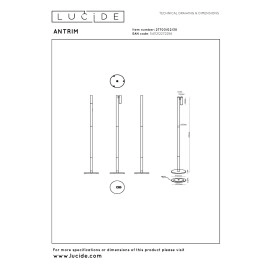 ANTRIM uzlādējama stāvlampa lasīšanai LED 1x2,2 W 2700 K melna (Lucide)