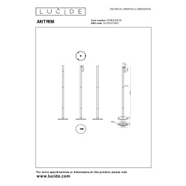 ANTRIM uzlādējama stāvlampa lasīšanai LED 1x2,2 W 2700 K balta (Lucide)