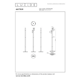 ANTRIM uzlādējama stāvlampa lasīšanai LED 2x2,2 W 2700 K melna (Lucide)