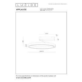 APPLAUSE griestu lampa Ø40 LED dimmējama CCT 1x26W pelēka dzelzs (Lucide)