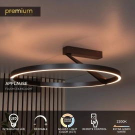 APPLAUSE griestu lampa Ø60 LED dimmējama CCT 1x40W pelēka dzelzs (Lucide)