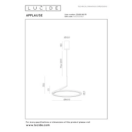 APPLAUSE piekaramā lampa Ø60 LED dimmējama CCT 1x32W pelēka dzelzs (Lucide)