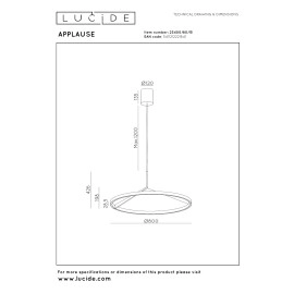 APPLAUSE piekaramā lampa Ø80 LED dimmējama CCT 1x50W pelēka dzelzs (Lucide)