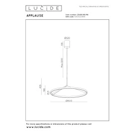 APPLAUSE piekaramā lampa Ø80 LED dimmējama CCT 1x50W kafijas brūna (Lucide)
