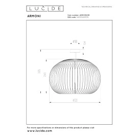 ARMONI griestu lampa Ø52 cm E27 melna (Lucide)