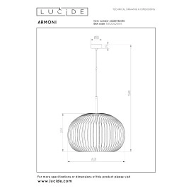 ARMONI piekaramā lampa Ø52 cm E27 melna (Lucide)