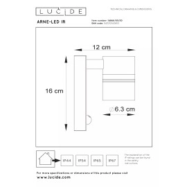 ARNE-LED IR āra sienas prožektors LED GU10 1x5W ar sensoru melns (Lucide)