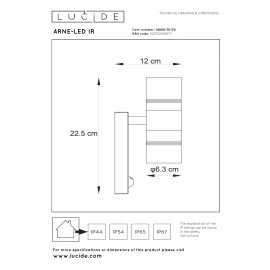 ARNE-LED IR āra sienas prožektors LED GU10 2x5W ar sensoru melns (Lucide)